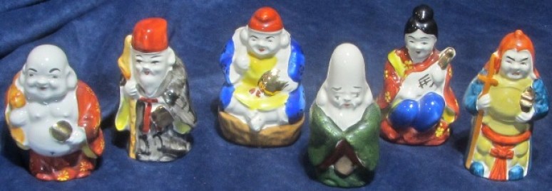 6 FIGURAS CERAMICA MINIATURA DIOSES  JAPONESES